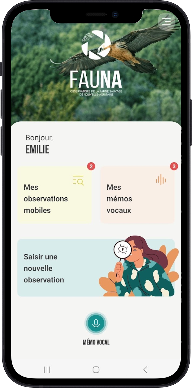 Capture d'écran application